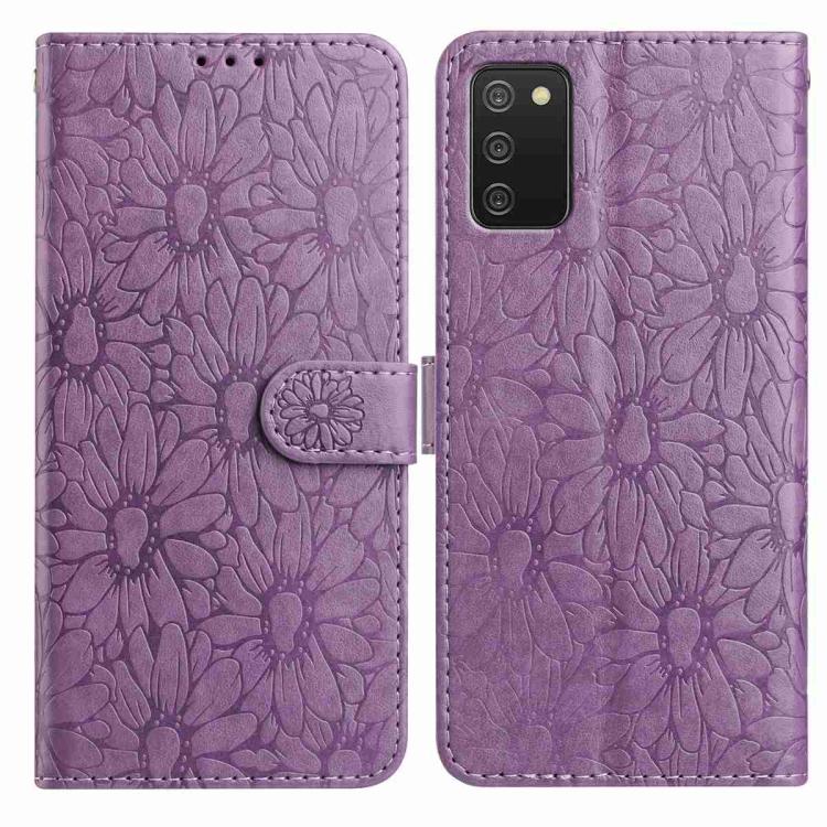 Custodia per telefono in pelle con motivo a margherite in rilievo, For Samsung Galaxy A32 5G, For Samsung Galaxy A02s EU Edition