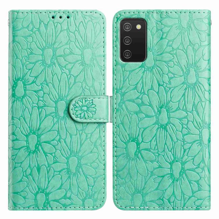 Custodia per telefono in pelle con motivo a margherite in rilievo, For Samsung Galaxy A32 5G, For Samsung Galaxy A02s EU Edition