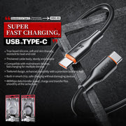 Cavo dati in silicone da tipo C a tipo C WK WDC-93 65W, lunghezza: 1,2 m, WDC-93