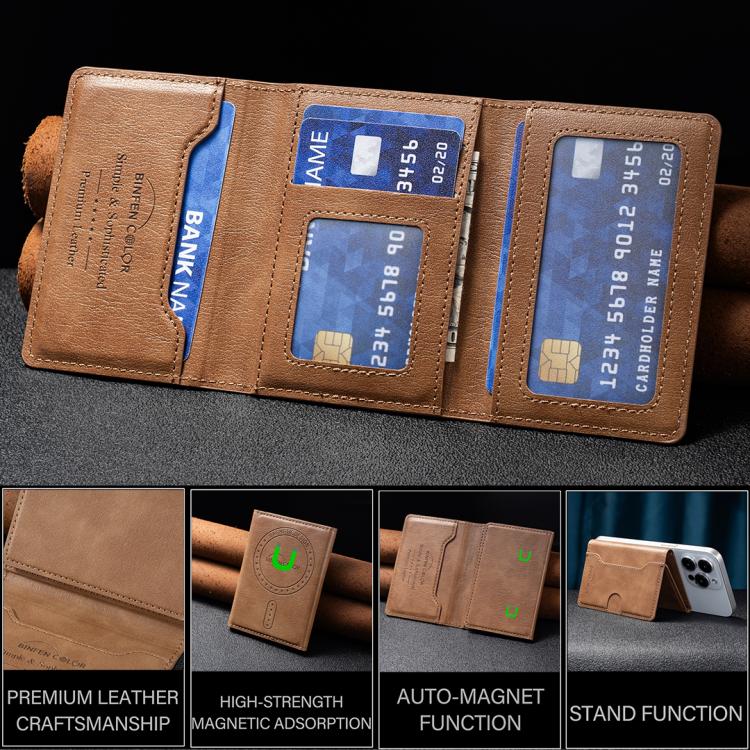 Portafoglio orizzontale magnetico in pelle con porta carte
