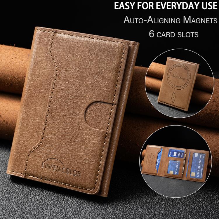 Portafoglio orizzontale magnetico in pelle con porta carte