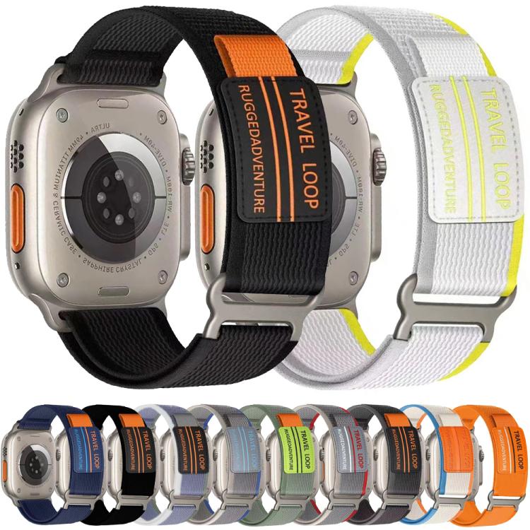 Cinturino per orologio xDfind a doppia sezione con fibbia in metallo e passante in nylon intrecciato., For Apple Watch 46mm / 49mm / 45mm / 44mm, For Apple Watch 42mm / 41mm / 40mm / 38mm