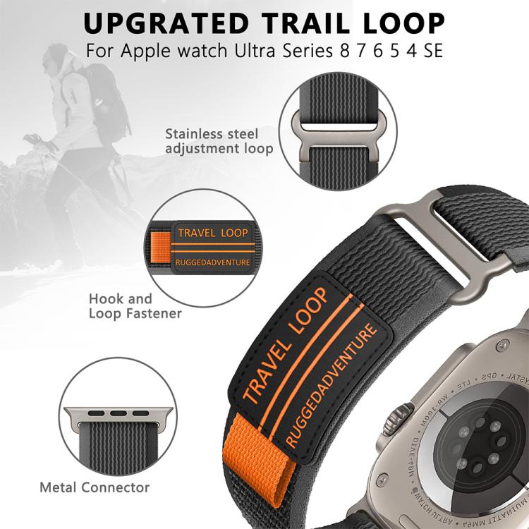 Cinturino per orologio xDfind a doppia sezione con fibbia in metallo e passante in nylon intrecciato., For Apple Watch 46mm / 49mm / 45mm / 44mm, For Apple Watch 42mm / 41mm / 40mm / 38mm