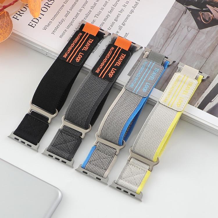 Cinturino per orologio xDfind a doppia sezione con fibbia in metallo e passante in nylon intrecciato., For Apple Watch 46mm / 49mm / 45mm / 44mm, For Apple Watch 42mm / 41mm / 40mm / 38mm
