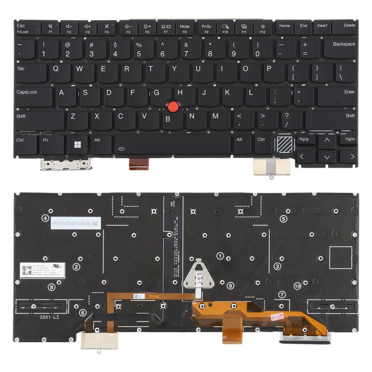 Tastiera retroilluminata per laptop Lenovo Thinkpad X1C X1 Carbon Gen12 2024, versione USA., For Lenovo Thinkpad X1C