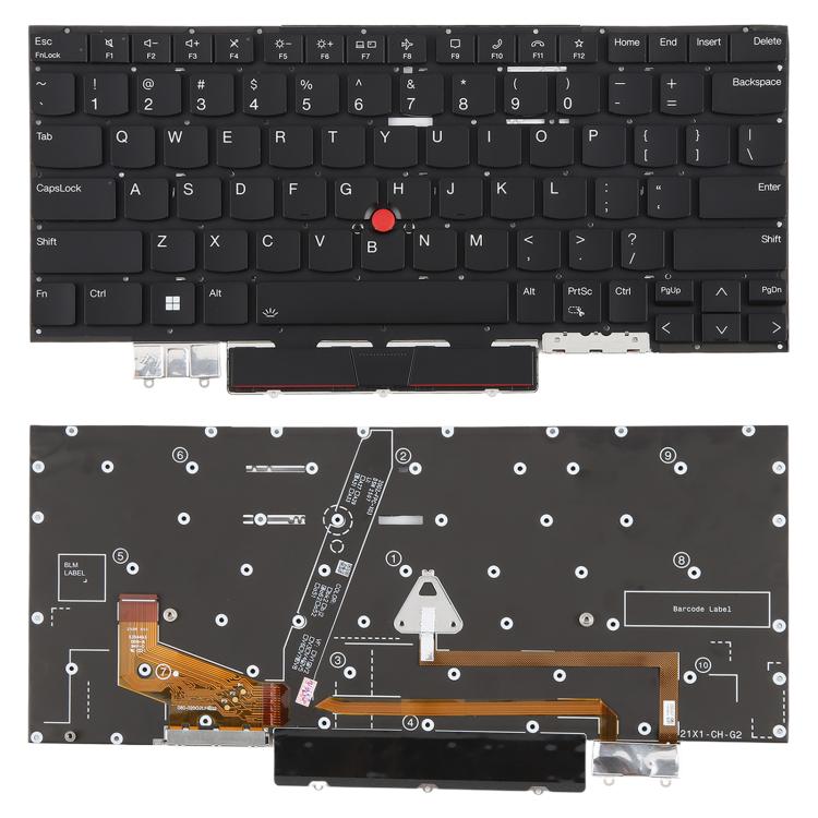 Tastiera retroilluminata per laptop con puntatore, versione USA, per Lenovo IBM ThinkPad X1C X1 Carbon 9a generazione 10a generazione 2021/2022 TP00129A TP00129B, For Lenovo IBM ThinkPad X1C X1 carbon 9th