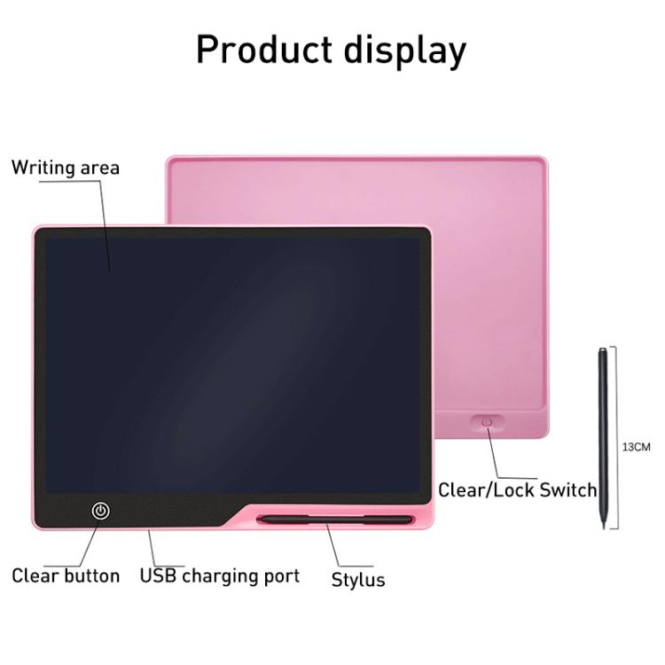 Tavoletta grafica LCD ricaricabile da 16 pollici per bambini, ideale per disegnare e scrivere., Pink / Green Writing, Black / Green Writing, Pink / Color Writing, Black / Color Writing, Blue / Color Writing