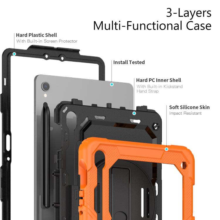 Custodia ibrida in silicone per PC e tablet con tracolla, For Samsung Galaxy Tab S10 Lite / S10 FE, For Samsung Galaxy Tab S11