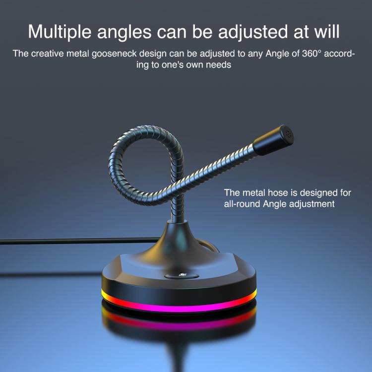 Microfono USB con scheda audio integrata e luce RGB