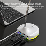 Microfono USB con scheda audio integrata e luce RGB