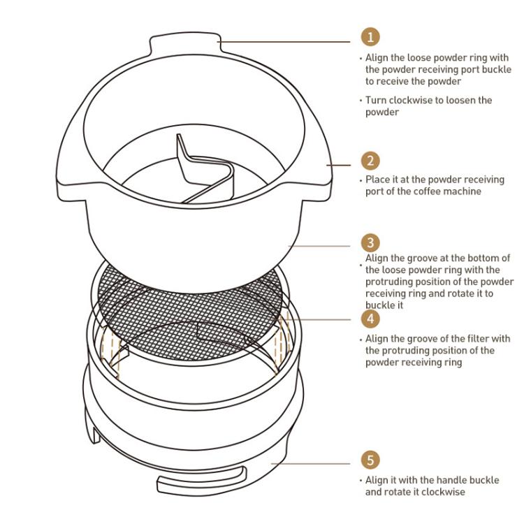 Per macchina da caffè Breville serie 8, maniglia rotante per dosatore di caffè in polvere, tazza., For Breville 8 Series Rotary Dosing Cup