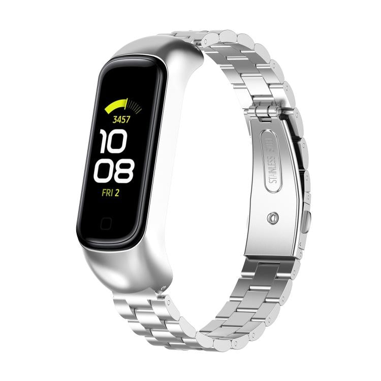 Cinturino per orologio xDfind in acciaio con montatura in metallo e tre perline integrate., For Samsung Galaxy Fit 2