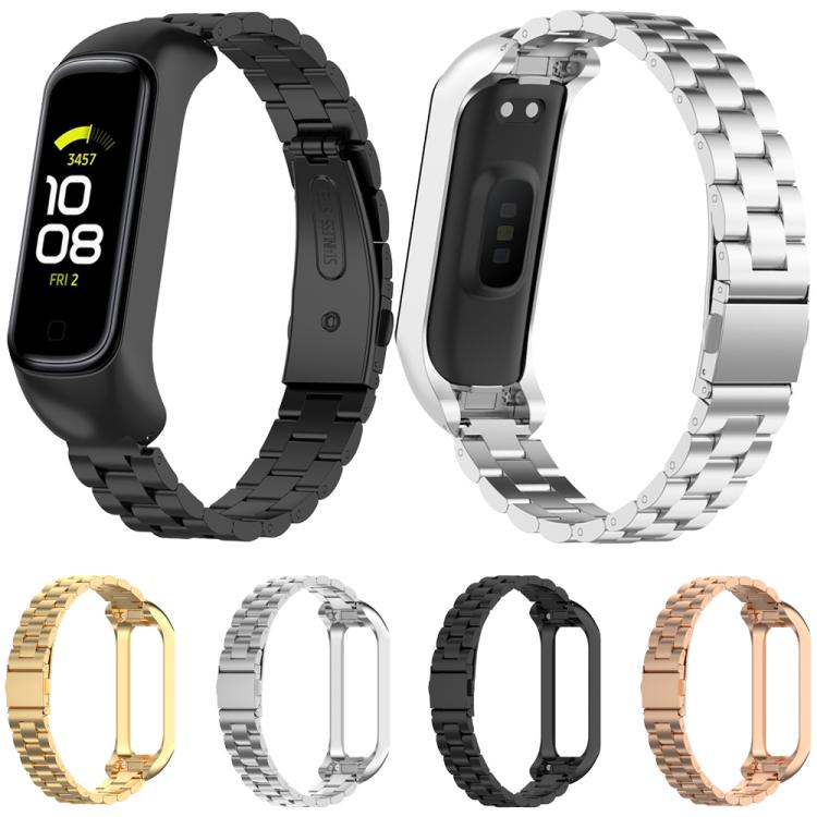 Cinturino per orologio xDfind in acciaio con montatura in metallo e tre perline integrate., For Samsung Galaxy Fit 2