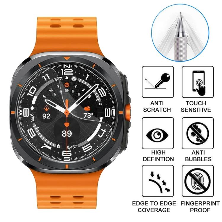 5 pezzi xDfind Pellicola protettiva in idrogel morbido a copertura totale per la parte anteriore, For Samsung Galaxy Watch Ultra / Ultra 2025, For Samsung Galaxy Watch8 Classic 46mm, For Samsung Galaxy Watch8 44mm, For Samsung Galaxy Watch8 40mm       ...