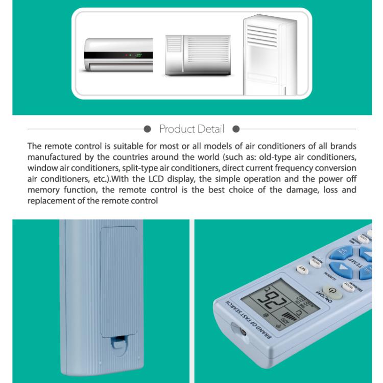 CHUNGHOP K-920ES Universal Air Conditioner Remote Control with Brand Button Pairing Function, K-920ES(White)