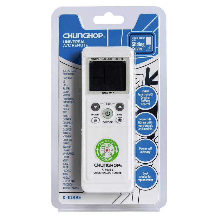 CHUNGHOP K-1038ES Universal Air Conditioner Remote Control with Brand Button Pairing Function, K-1038ES