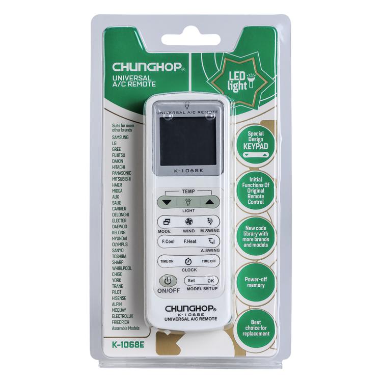 CHUNGHOP K-1068E Universal Air Conditioner Remote Control with Torch, K-1068E with Torch