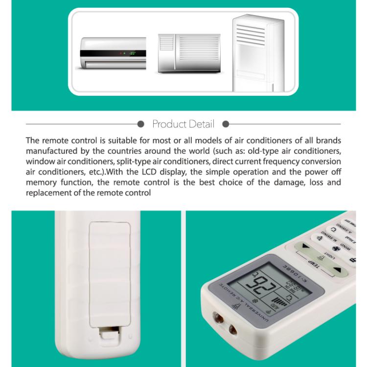 CHUNGHOP K-1068E Universal Air Conditioner Remote Control with Torch, K-1068E with Torch