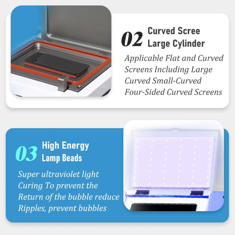 YYD YD-636 Laminazione antischiuma a polimerizzazione UV, tutto in uno, EU Plug, US Plug, UK Plug