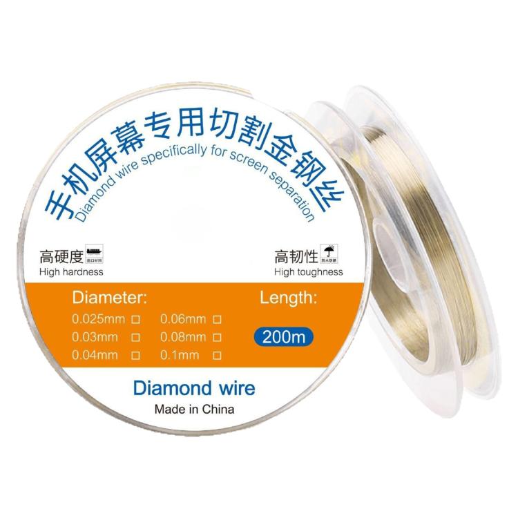 Separazione dello schermo di 200 m, filo diamantato specifico per il taglio, 0.025mm