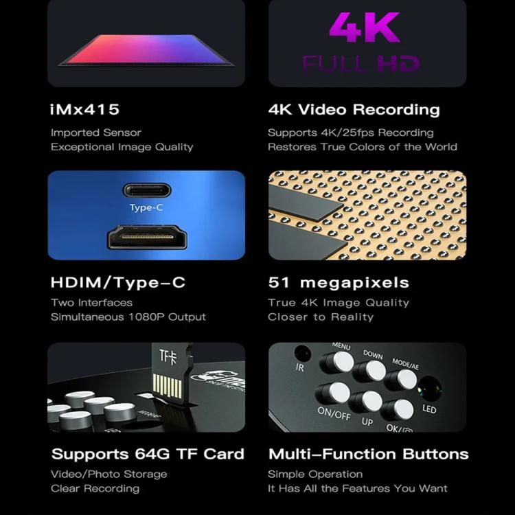 Telecamera per microscopio industriale Mechanic MOS 4K con sensore IMX415 da 51 MP Ultra HD., Mechanic MOS 4K