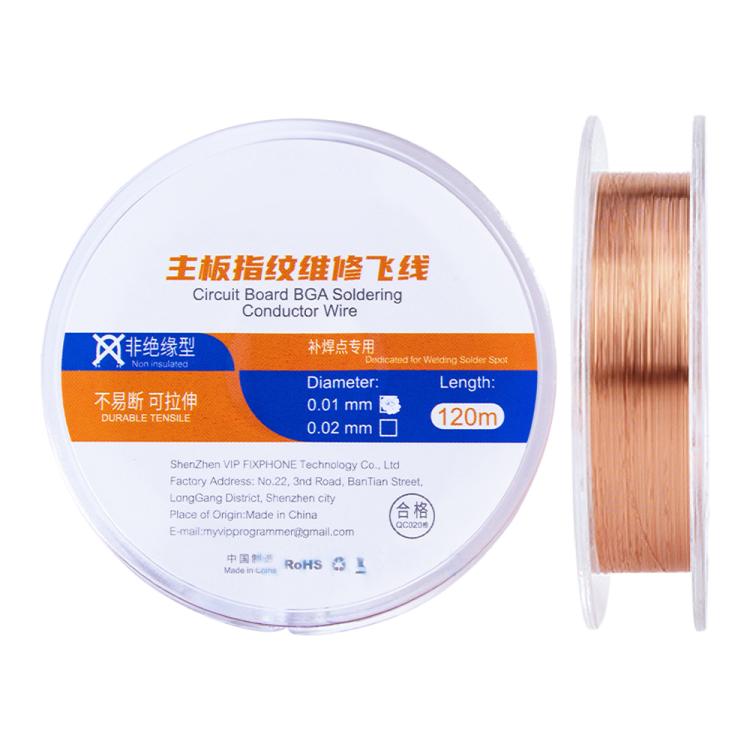 Filo conduttore per saldatura BGA per circuiti stampati, lunghezza 120 m, Non Insulation Type 0.01mm, Non Insulation Type 0.02mm, Non Insulation Type 0.008mm