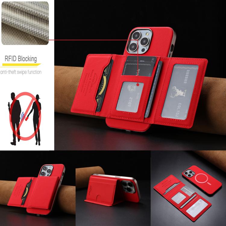 Portafoglio magnetico orizzontale con protezione RFID per iPhone