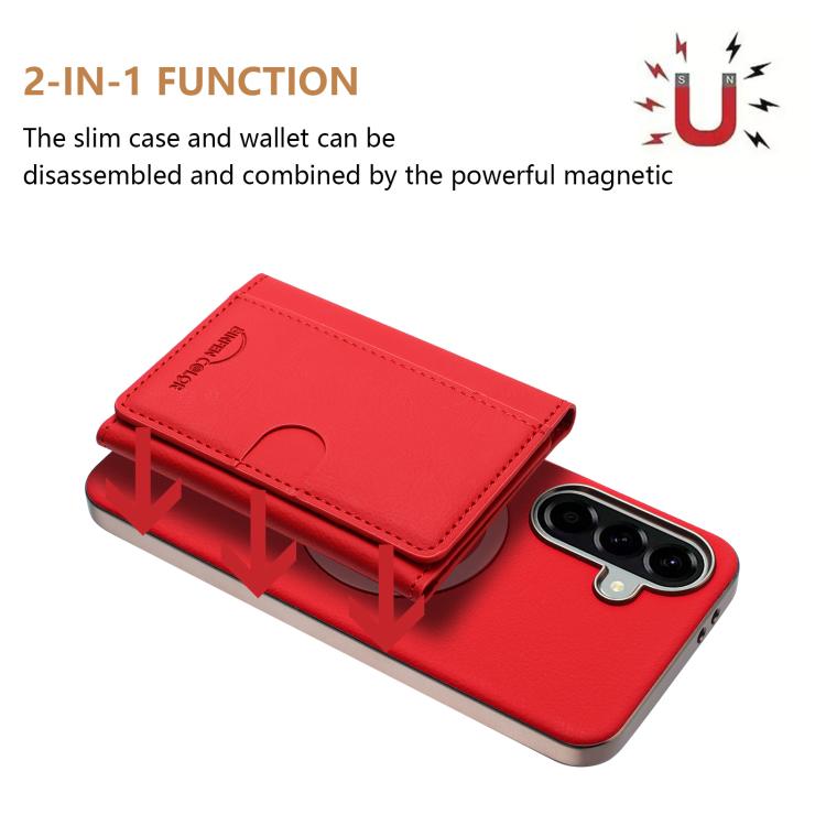 Portafoglio magnetico orizzontale a tinta unita con protezione RFID MagSafe per telefono., For Samsung Galaxy A25, For Samsung Galaxy A55