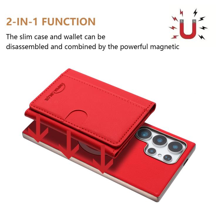 Portafoglio magnetico orizzontale a tinta unita con protezione RFID MagSafe per telefono., For Samsung Galaxy S24 Ultra 5G, For Samsung Galaxy S24+ 5G, For Samsung Galaxy S24 5G, For Samsung Galaxy S23 Ultra 5G