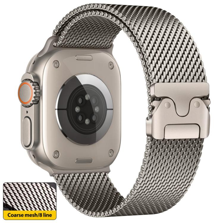 Cinturino per orologio xDfind con fibbia a ombrello, maglia milanese in acciaio inossidabile., For Apple Watch 46mm / 49mm / 45mm / 44mm Think Mesh