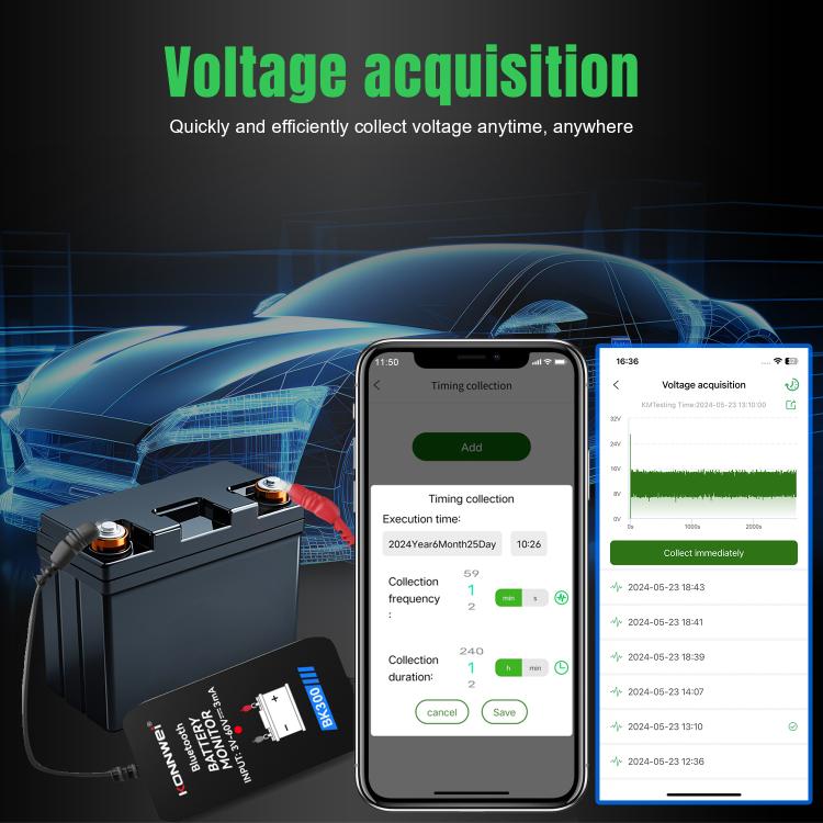 Strumento diagnostico per il monitoraggio della batteria dell'auto KONNWEI BK300 6V / 12V / 24V con Bluetooth 5.0., BK300