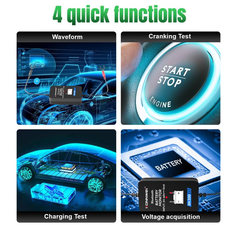 Strumento diagnostico per il monitoraggio della batteria dell'auto KONNWEI BK300 6V / 12V / 24V con Bluetooth 5.0., BK300
