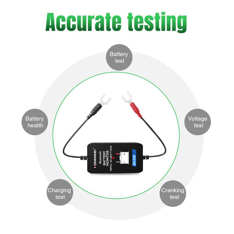 Strumento diagnostico per il monitoraggio della batteria dell'auto KONNWEI BK300 6V / 12V / 24V con Bluetooth 5.0., BK300