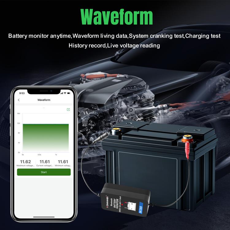 Strumento diagnostico per il monitoraggio della batteria dell'auto KONNWEI BK300 6V / 12V / 24V con Bluetooth 5.0., BK300