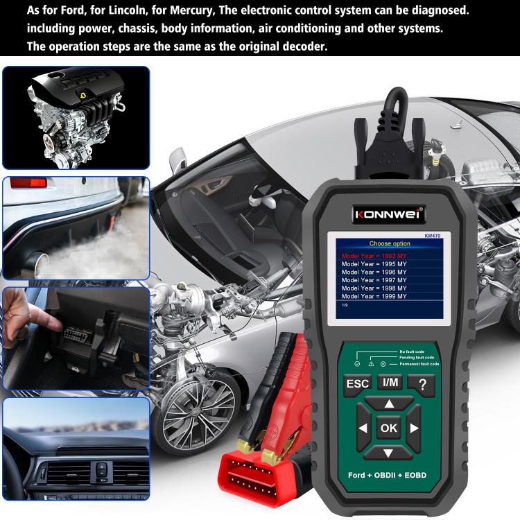 Strumento di diagnosi OBD2 per auto KONNWEI KW470 con schermo a colori da 2,8 pollici per Ford, KW470