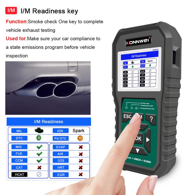 Strumento di diagnosi OBD2 per auto KONNWEI KW470 con schermo a colori da 2,8 pollici per Ford, KW470