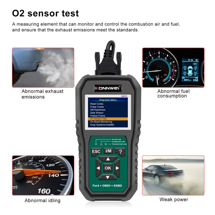 Strumento di diagnosi OBD2 per auto KONNWEI KW470 con schermo a colori da 2,8 pollici per Ford, KW470