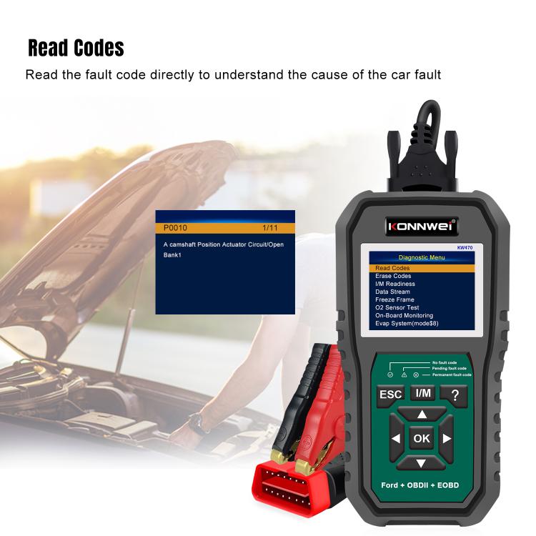 Strumento di diagnosi OBD2 per auto KONNWEI KW470 con schermo a colori da 2,8 pollici per Ford, KW470