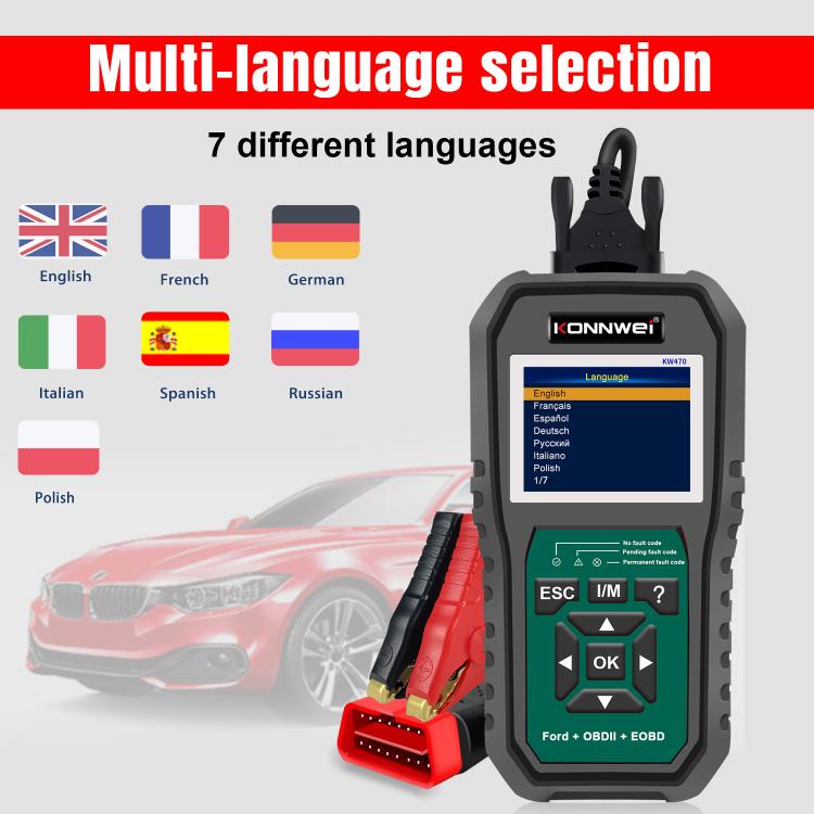 Strumento di diagnosi OBD2 per auto KONNWEI KW470 con schermo a colori da 2,8 pollici per Ford, KW470