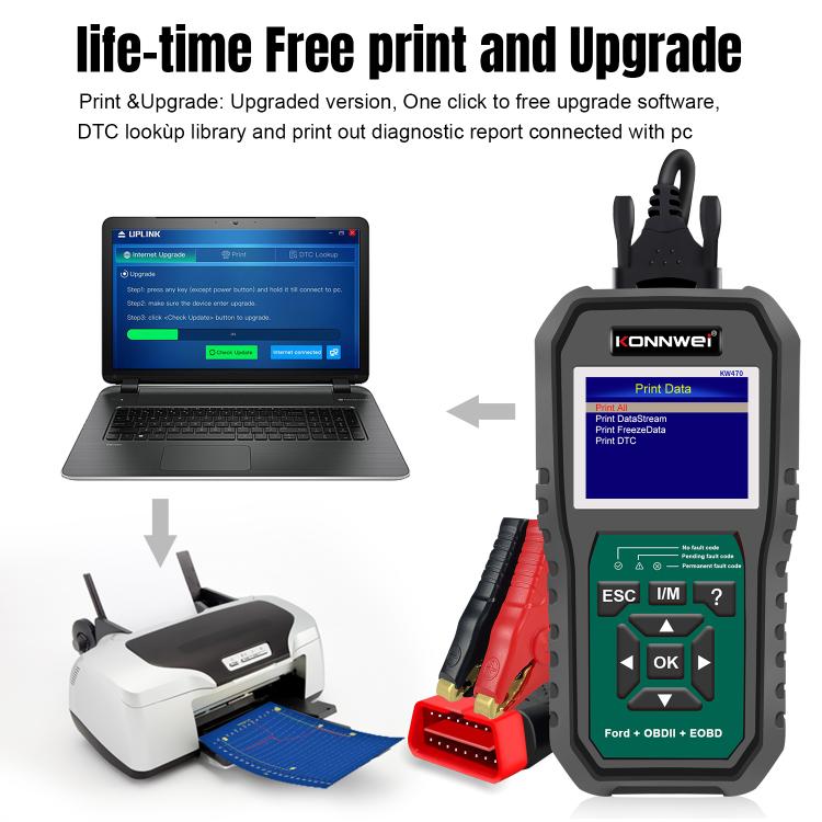 Strumento di diagnosi OBD2 per auto KONNWEI KW470 con schermo a colori da 2,8 pollici per Ford, KW470
