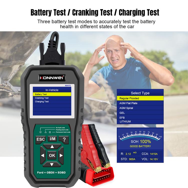 Strumento di diagnosi OBD2 per auto KONNWEI KW470 con schermo a colori da 2,8 pollici per Ford, KW470