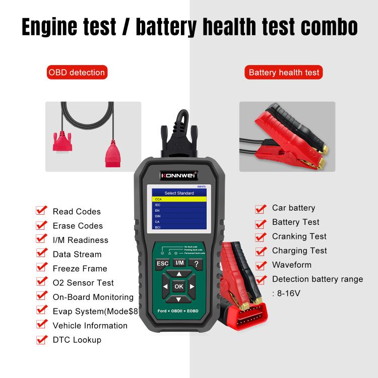 Strumento di diagnosi OBD2 per auto KONNWEI KW470 con schermo a colori da 2,8 pollici per Ford, KW470