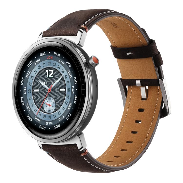Cinturino per orologio xDfind Flat Crazy Horse in pelle con fibbia ad ardiglione, 20mm, 22mm