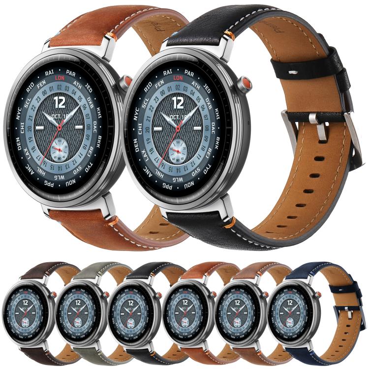 Cinturino per orologio xDfind Flat Crazy Horse in pelle con fibbia ad ardiglione, 20mm, 22mm
