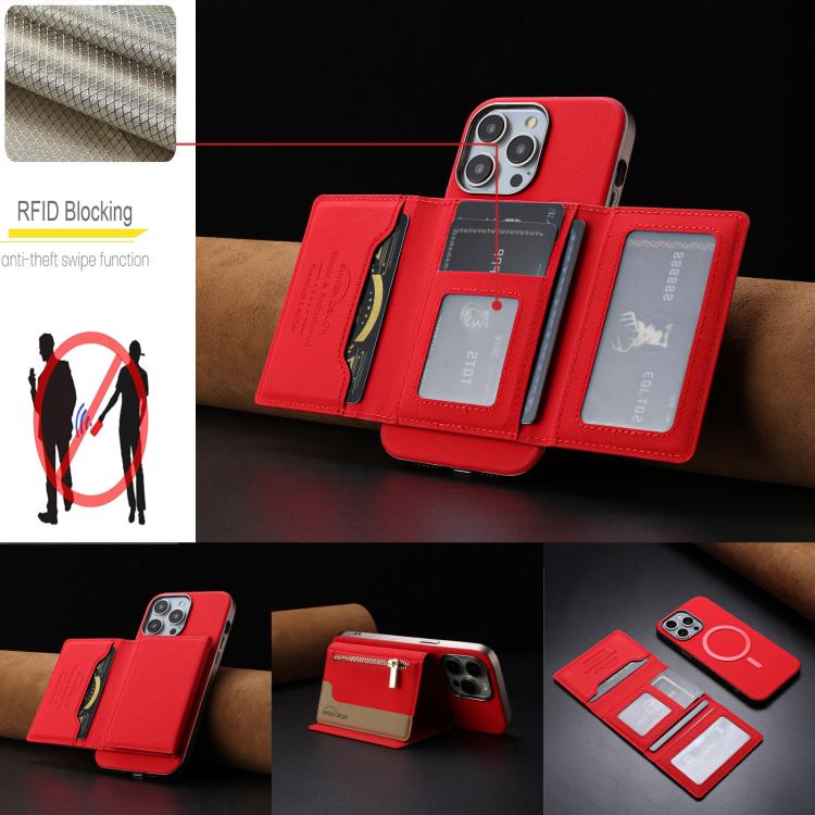 Custodia portafoglio magnetica con cerniera per iPhone 16 Pro Max