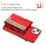 Custodia portafoglio magnetica con cerniera per iPhone 14 Plus