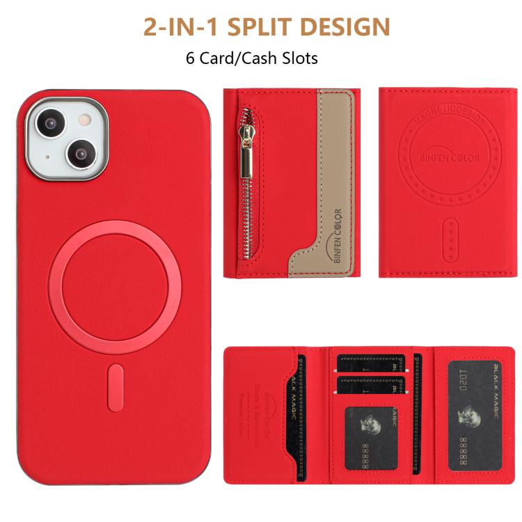 Custodia portafoglio magnetica con cerniera per iPhone 14 Plus