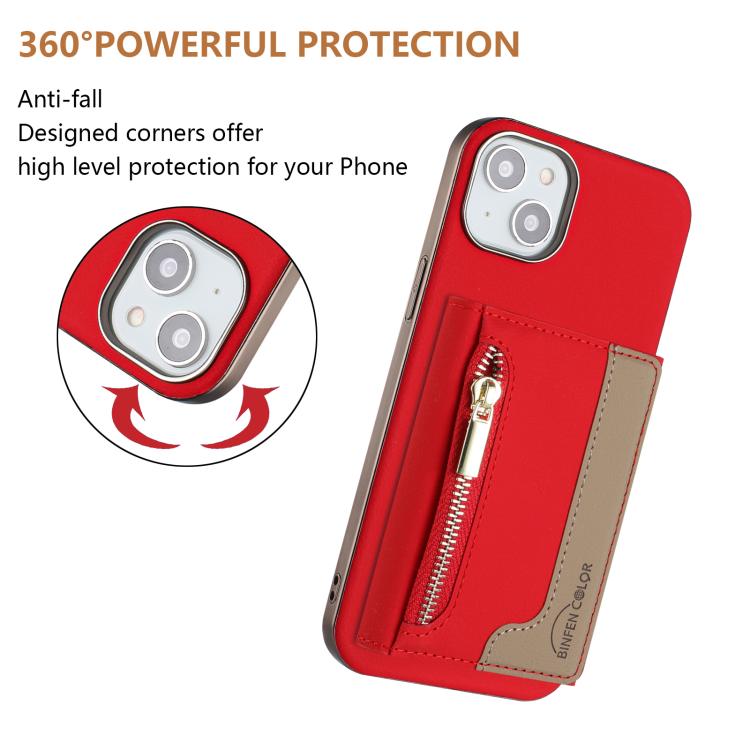 Custodia portafoglio magnetica con cerniera per iPhone 14 Plus