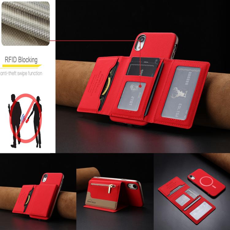 Custodia portafoglio magnetica con cerniera per iPhone 8 Plus