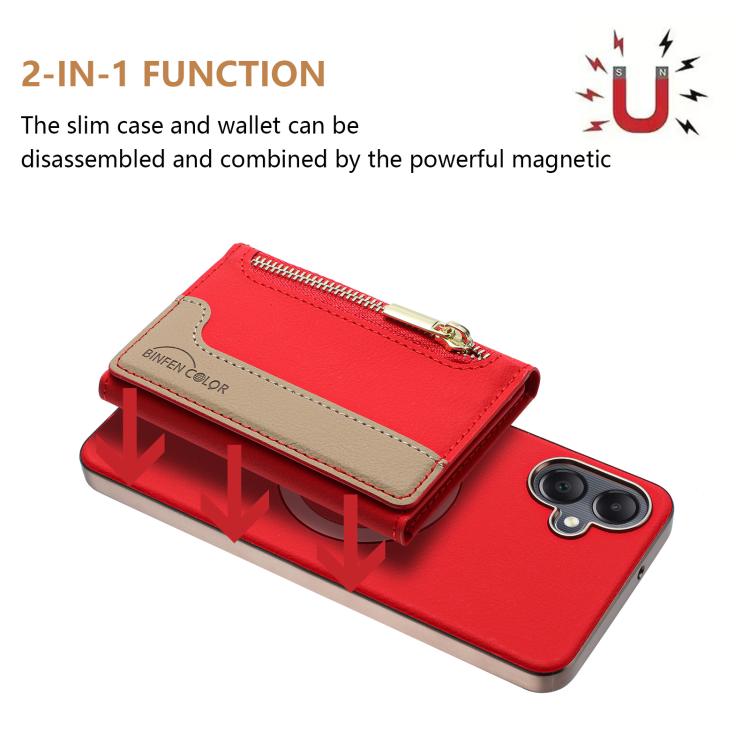 Portafoglio magnetico orizzontale con cerniera, custodia per telefono RFID MagSafe, For Samsung Galaxy A06, For Samsung Galaxy A56, For Samsung Galaxy A26, For Samsung Galaxy A36